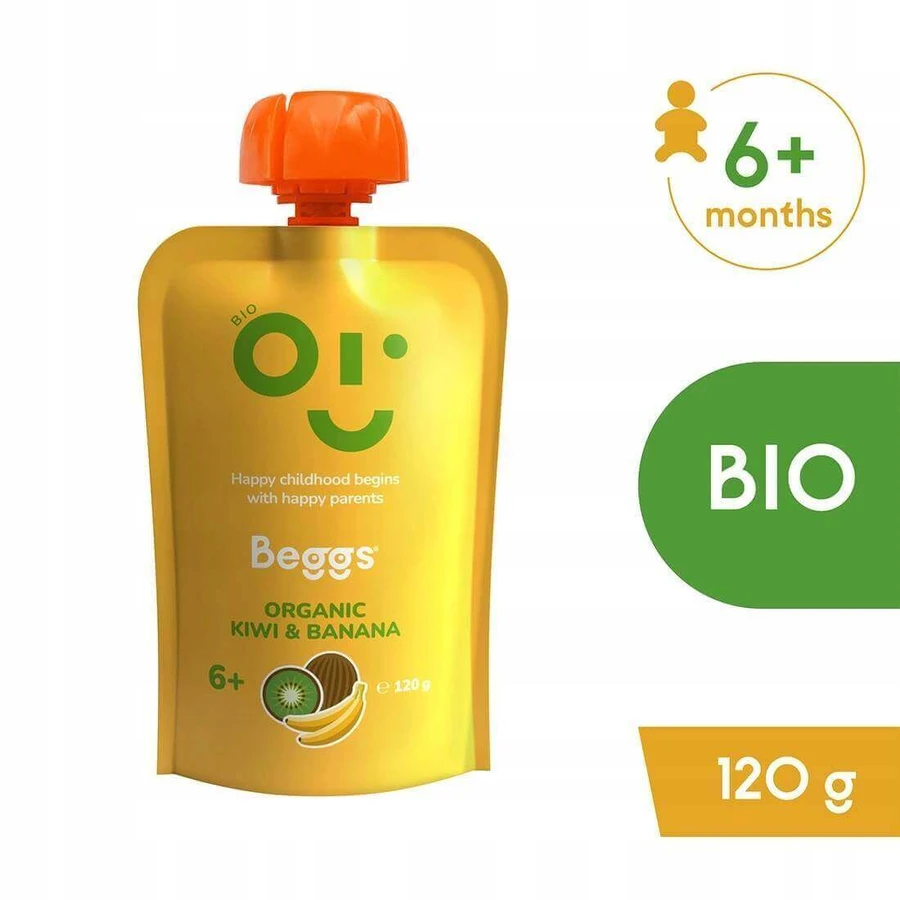 Beggs BIO Киви и банан 1×120 г, фруктовый перекус: цены и характеристики
