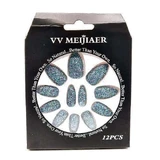Набор из 12 накладных ногтей с блестками, VV Meijiaer, зеленый