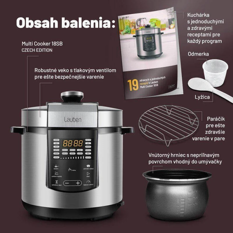 Багатофункціональна скороварка Lauben Multi Cooker 18SB Czech Edition: ціни та характеристики