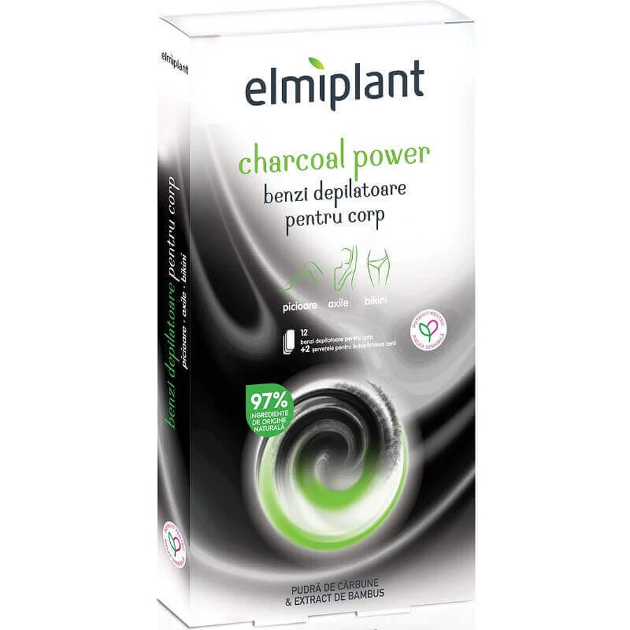 Эпилирующие полоски для тела Charcoal Power, 12 штук, Elmiplant: цены и характеристики