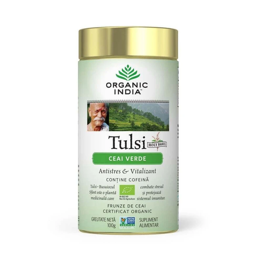 Зелений чай Organic India Tulsi Green Tea Natural Antistress & Revitalizing, 100 г: ціни та характеристики