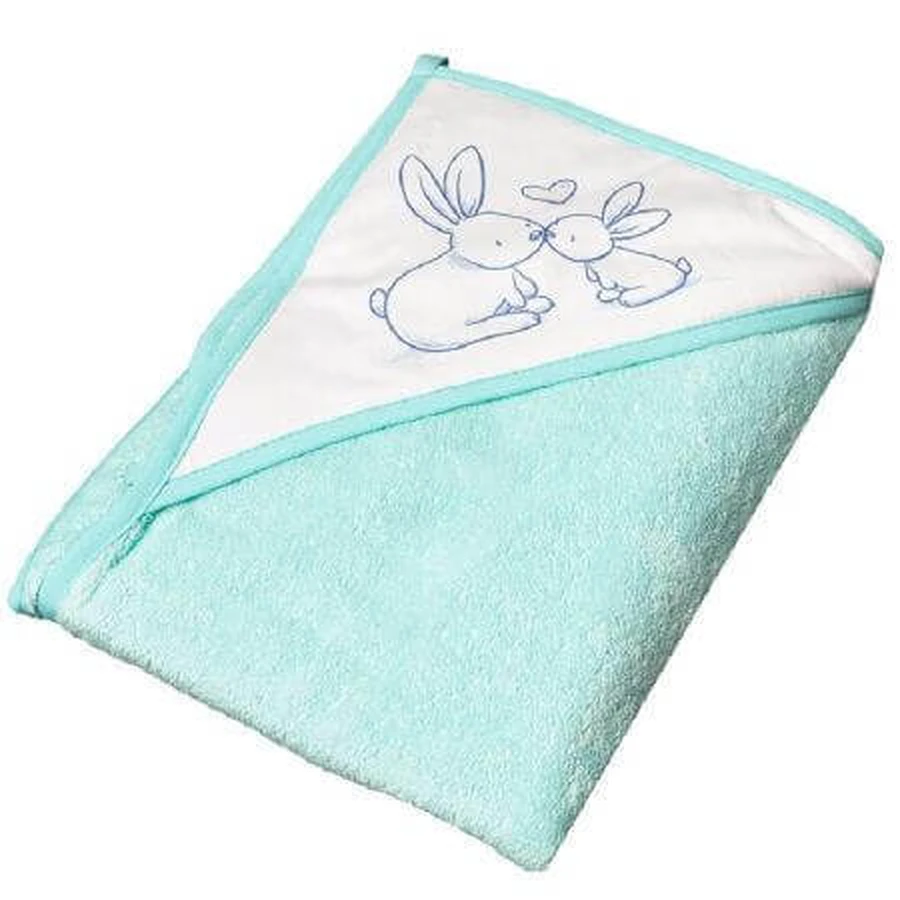 Полотенце банное с капюшоном Little Bunnies, 80х80 см, мятно-зеленый, Tega Baby: цены и характеристики