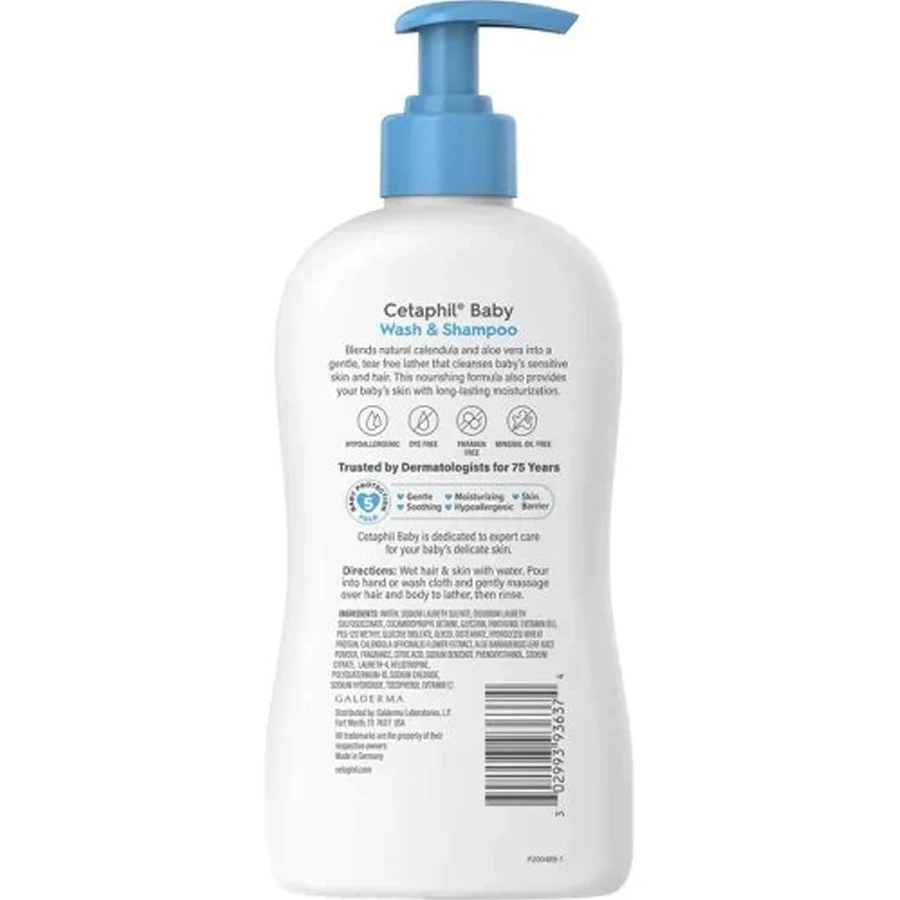 Гель-шампунь детский Cetaphil Baby Wash & Shampoo с календулой, 399 мл: цены и характеристики