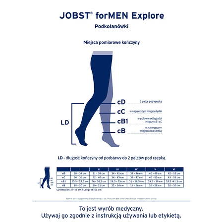Jobst For Men Explore, компрессионные носки до колена, CCL2, закрытый носок, размер 3, черный: цены и характеристики