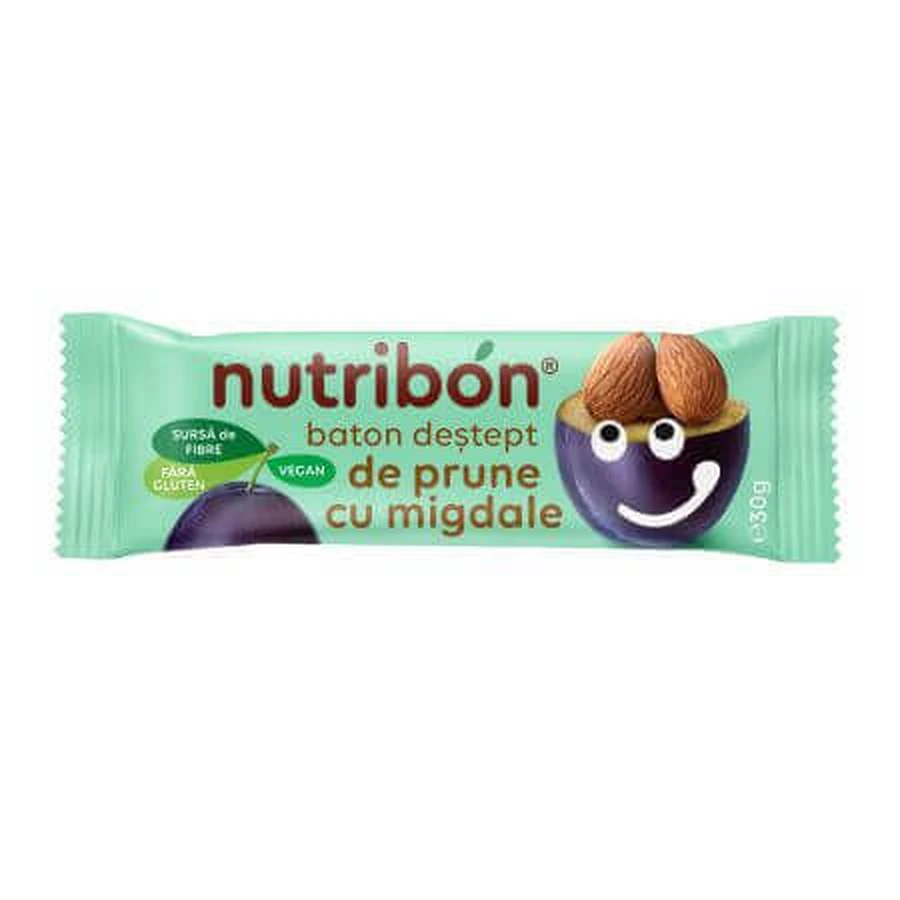 Безглютеновый веганский батончик со сливой и миндалем, 30 г, Nutribon: цены и характеристики