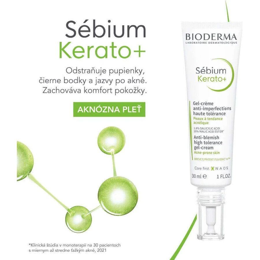Гель-крем BioDerma Sébium Kerato+ від акне з підвищеною толерантністю 30 мл: ціни та характеристики