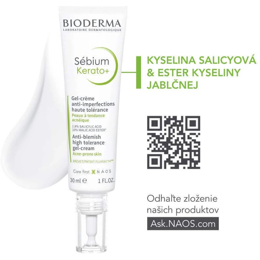 Гель-крем BioDerma Sébium Kerato+ від акне з підвищеною толерантністю 30 мл: ціни та характеристики