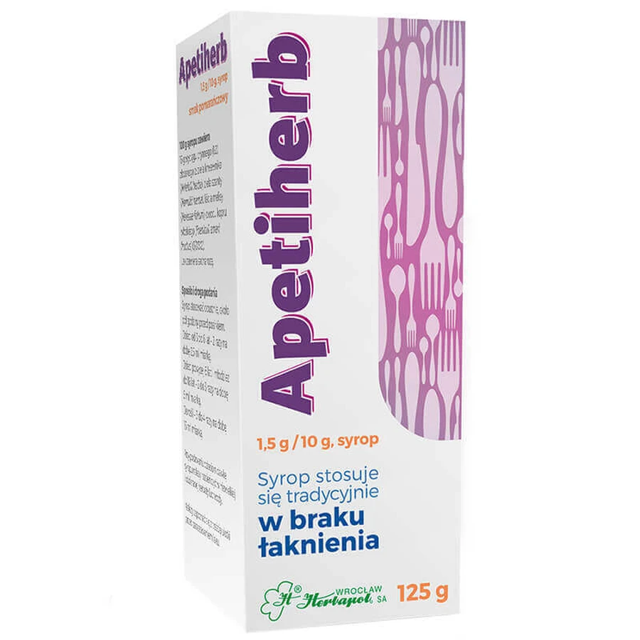 Сироп Herbapo Apetiherb для повышения аппетита, c 3 лет, со вкусом апельсина, 125 г: цены и характеристики