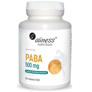 PABA (p-амінобензойна кислота) 500 мг, 100 таблеток вегетеріанської форми Aliness