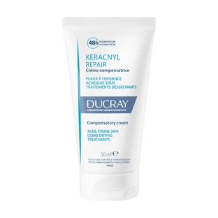 Крем для обличчя Ducray Keracnyl Repair Cream, відновлювальний, 48 годин зволоження, 50 мл