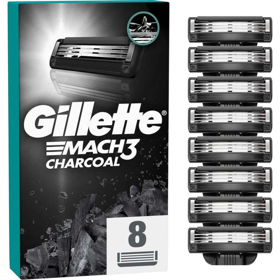 Змінні бритвені головки Gillette Mach3 Charcoal для чоловіків 8 шт.: ціни та характеристики