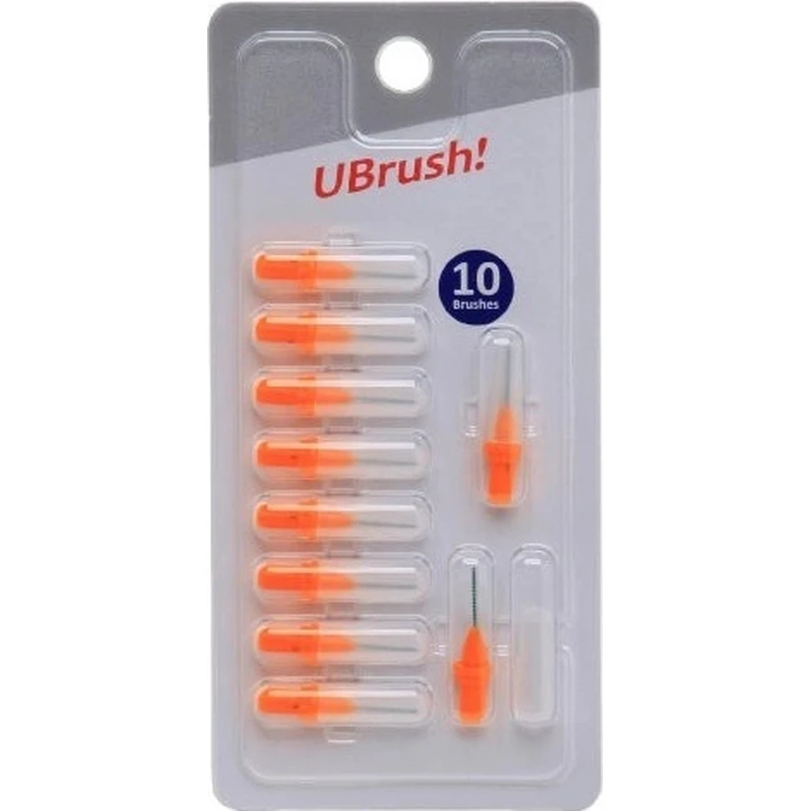 UBrush! - межзубная зубная щетка - 0,8 мм оранжевая 1×10 шт, межзубные зубные щетки: цены и характеристики