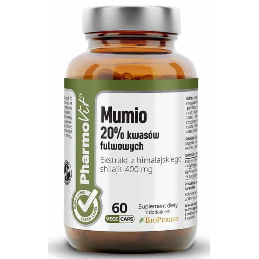 Мумио 20% фульвовые кислоты 60 капсул ФармоВит Чистая этикетка: цены и характеристики