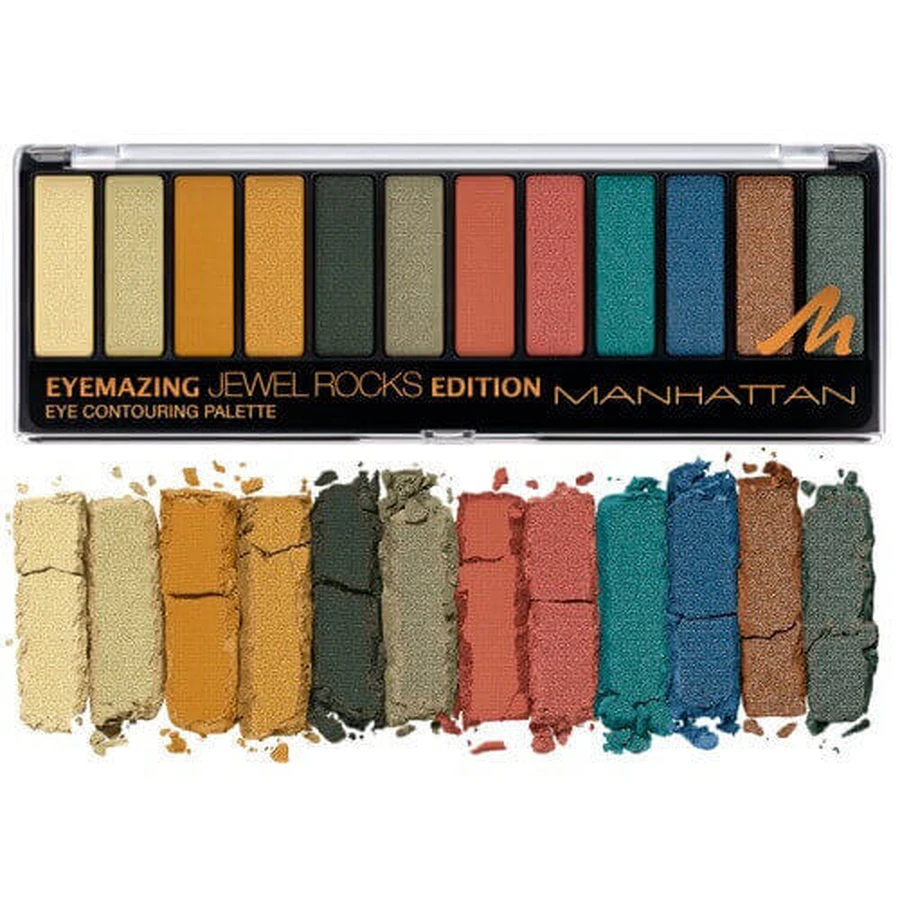 Палітра тіней для повік, Manhattan, Eyemazing Palette, 12 кольорів, 007 Jewel Rocks Edition: ціни та характеристики