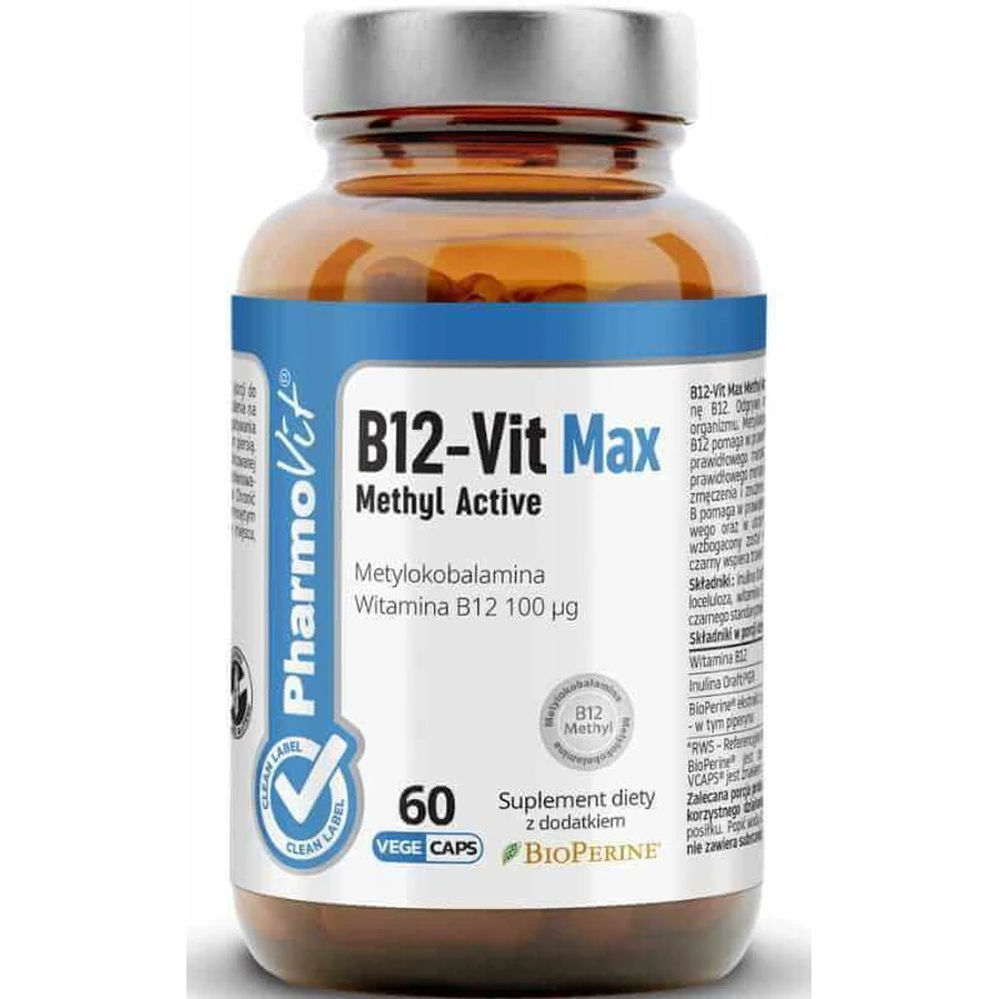 B12-Vit Max Methyl Active 60 капсул Pharmovit Clean Label: ціни та характеристики