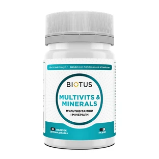   Мультивітаміни та мінерали, Multivits & Minerals, Biotus, 30 таблетки