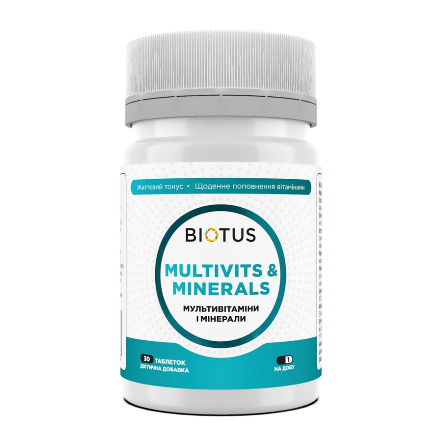 Мультивітаміни та мінерали, Multivits & Minerals, Biotus, 30 таблетки: ціни та характеристики