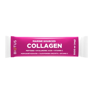 Морской коллаген с гиалуроновой кислотой и витамином С, Marine Sourced Collagen Peptid, Biotus, 1 пакетик (5.15 г)