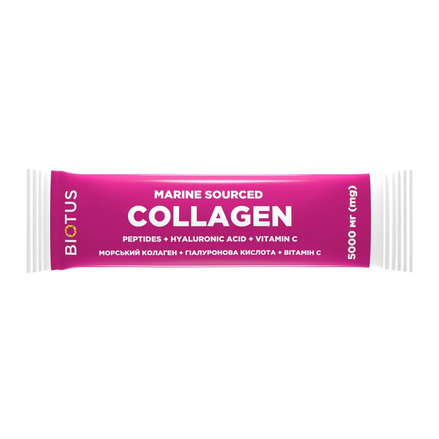 Морской коллаген с гиалуроновой кислотой и витамином С, Marine Sourced Collagen Peptid, Biotus, 1 пакетик (5.15 г): цены и характеристики