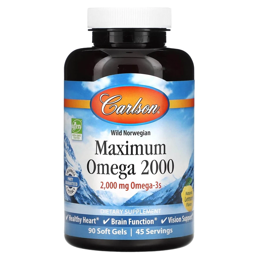 Максимальная Омега, Maximum Omega, Carlson Labs, 2000 мг, 90 капсул: цены и характеристики