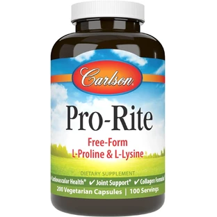 L-пролин L-лизин, Pro-Rite, Proline & Lysine, Carlson Labs, 200 вегетарианских капсул