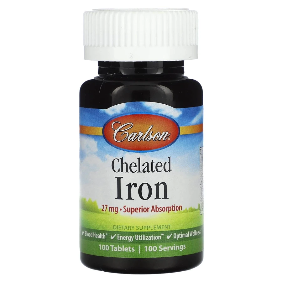 Хелат железа, Chelated Iron, Carlson Labs, 27 мг, 100 таблеток: цены и характеристики