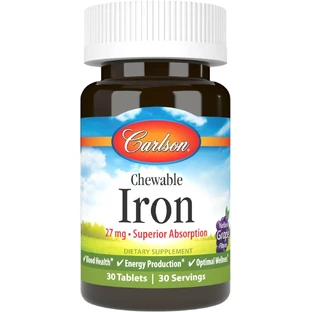 Железо Carlson Labs Chewable Iron 27 мг, вкус винограда, 30 жевательных таблеток