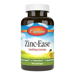 Цинк, Zinc Ease, Carlson Labs, вкус лимона, успокаивающий, 84 леденца