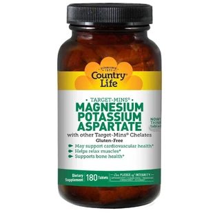 Магній і калій аспартат, Magnesium Potassium, Country Life, 180 таблеток