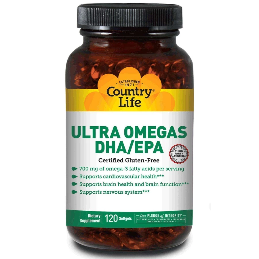 Ультра Омега (ДГК/ЕПК), Ultra Omegas DHA EPA, Country Life, 120 желатинових капсул: ціни та характеристики