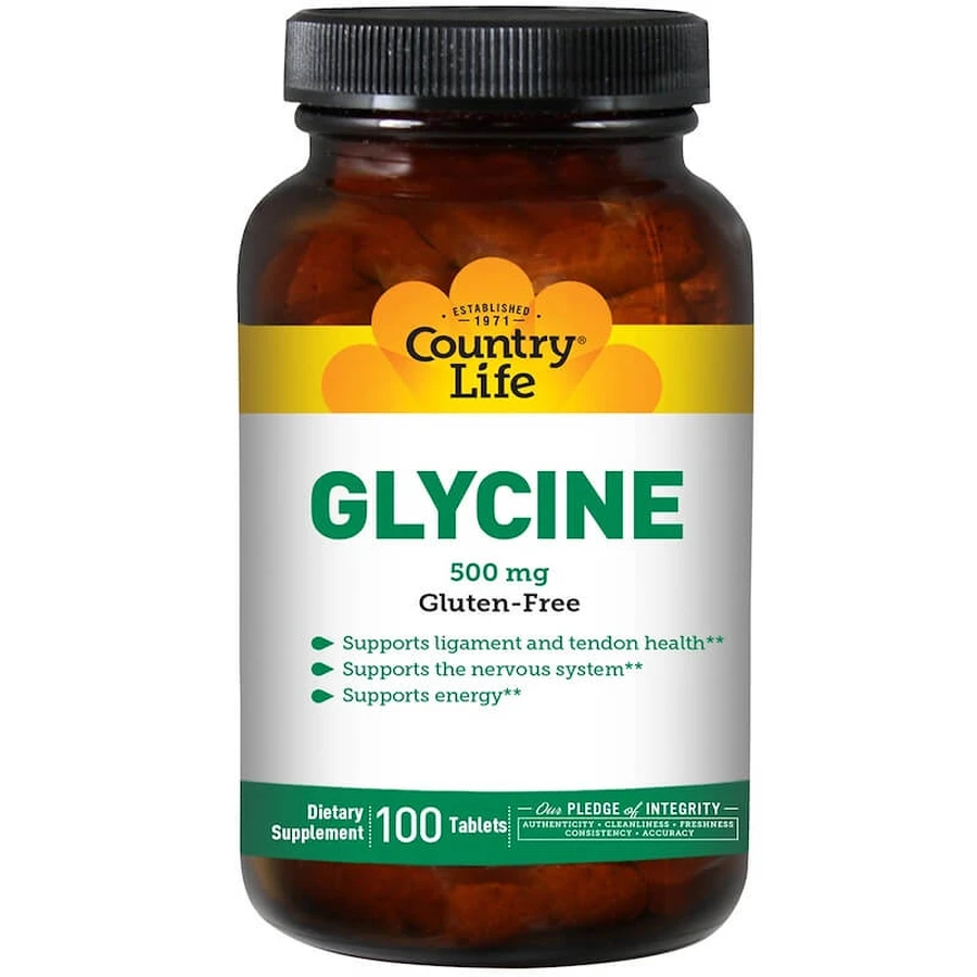 Гліцин, Glycine, Country Life, 500 мг, 100 таблеток: ціни та характеристики