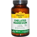 Магній хелат, Chelated Magnesium, Country Life, 250 мг, 180 таблеток