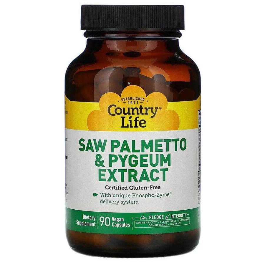 Со Пальметто и Пиджеум, Saw Palmetto & Pygeum, Country Life, экстракт, 90 капсул: цены и характеристики