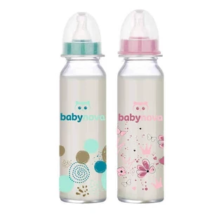 Пляшечка для годування з декорованого скла, 0-24 місяці, 240 мл, BabyNova