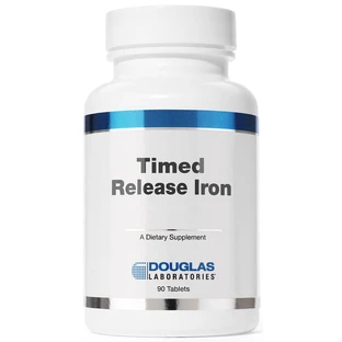 Залізо, Timed Released Iron, Douglas Laboratories, підтримка при анемії, летаргії, втомі, виробленні червоних кров'яних тілець та оксигенації, 90 таблеток