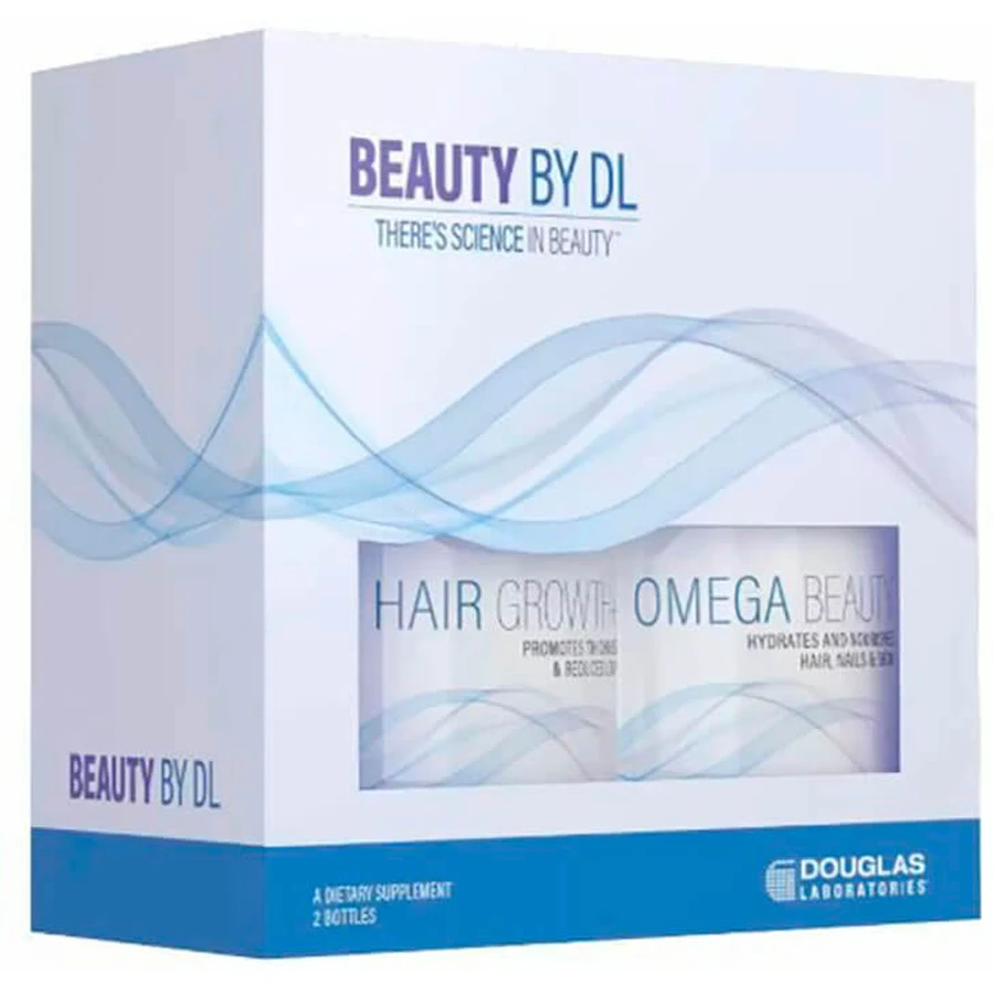 Набор Бьюти "Рост волос + Омега бьюти", Beauty Box, Douglas Laboratories, 2 бутылки по 60 капсул: цены и характеристики