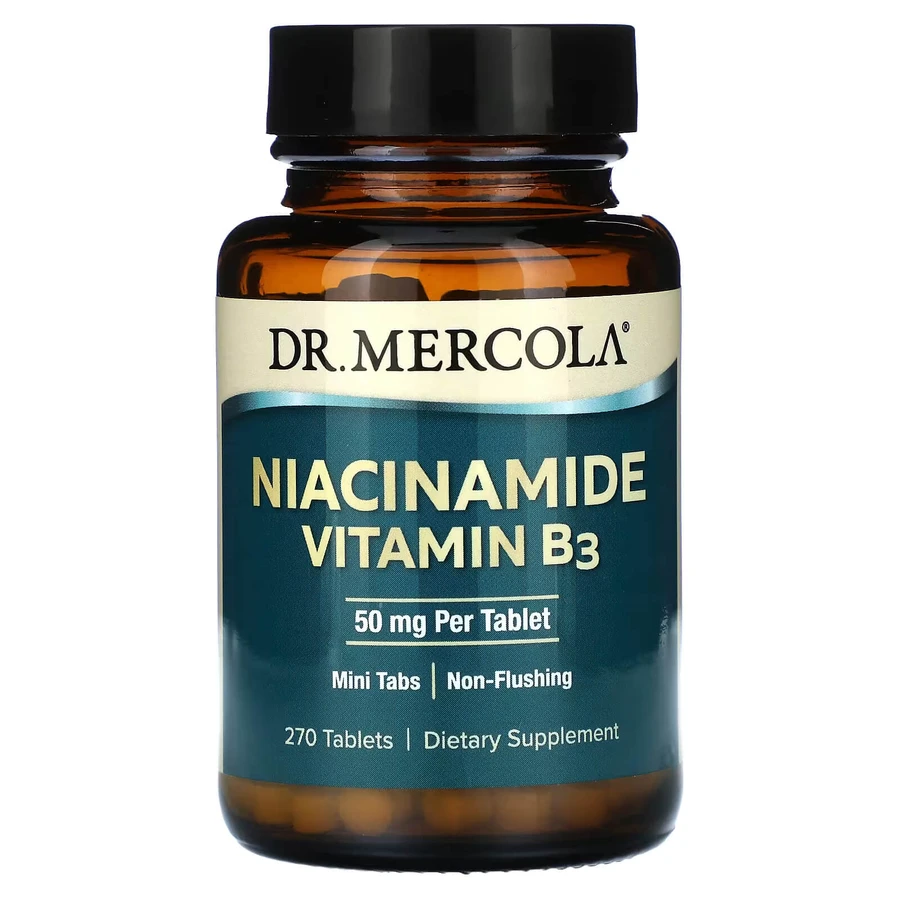 Ниацинамид (витамин B3), Niacinamide Vitamin B3, Dr. Mercola, 50 мг, 270 таблеток: цены и характеристики