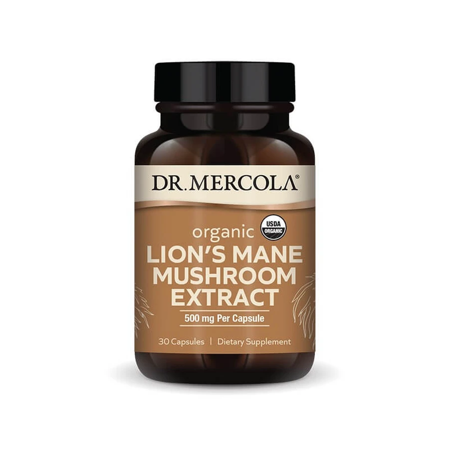 Гриб Їжовик Гребінчастий, Organic Lion's Mane Mushroom Extract, Dr. Mercola, органік, екстракт, 500 мг, 30 капсул: ціни та характеристики