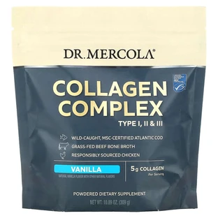 Колагеновий комплекс типів l, ll та lll, Collagen Complex, Dr. Mercola, ваніль, 5 г, 309 г