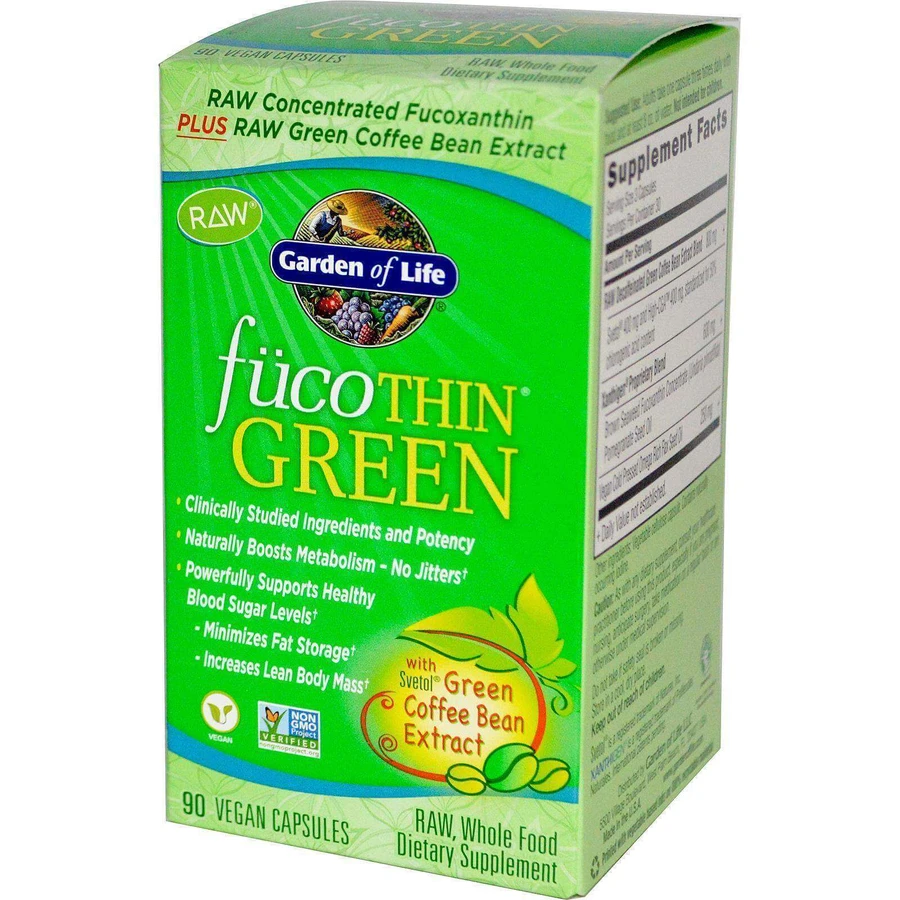 Жиросжигатель, FucoThin Green, Garden of Life, бурые водоросли и зеленый кофе, 90 капсул: цены и характеристики