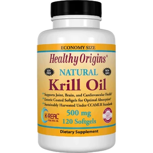 Масло криля, Krill Oil, Healthy Origins, ваніль, 500 мг, 120 капсул