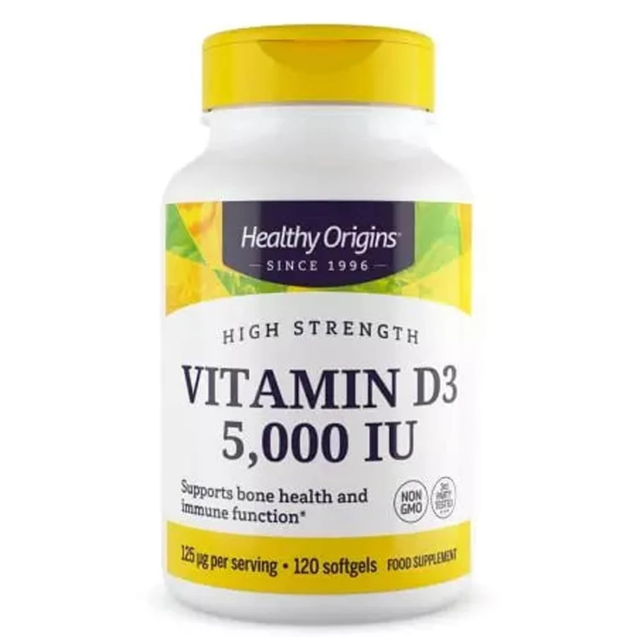 Вітамін Д3 в олії МСТ, Vitamin D3 in MCT Oil, Healthy Origins, 5000 МО, 120 гелевих капсул: ціни та характеристики