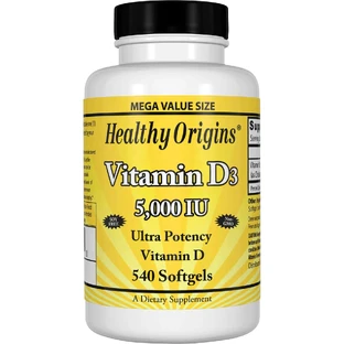 Вітамін Д3, Vitamin D3, Healthy Origins, 5000 МО, 540 капсул