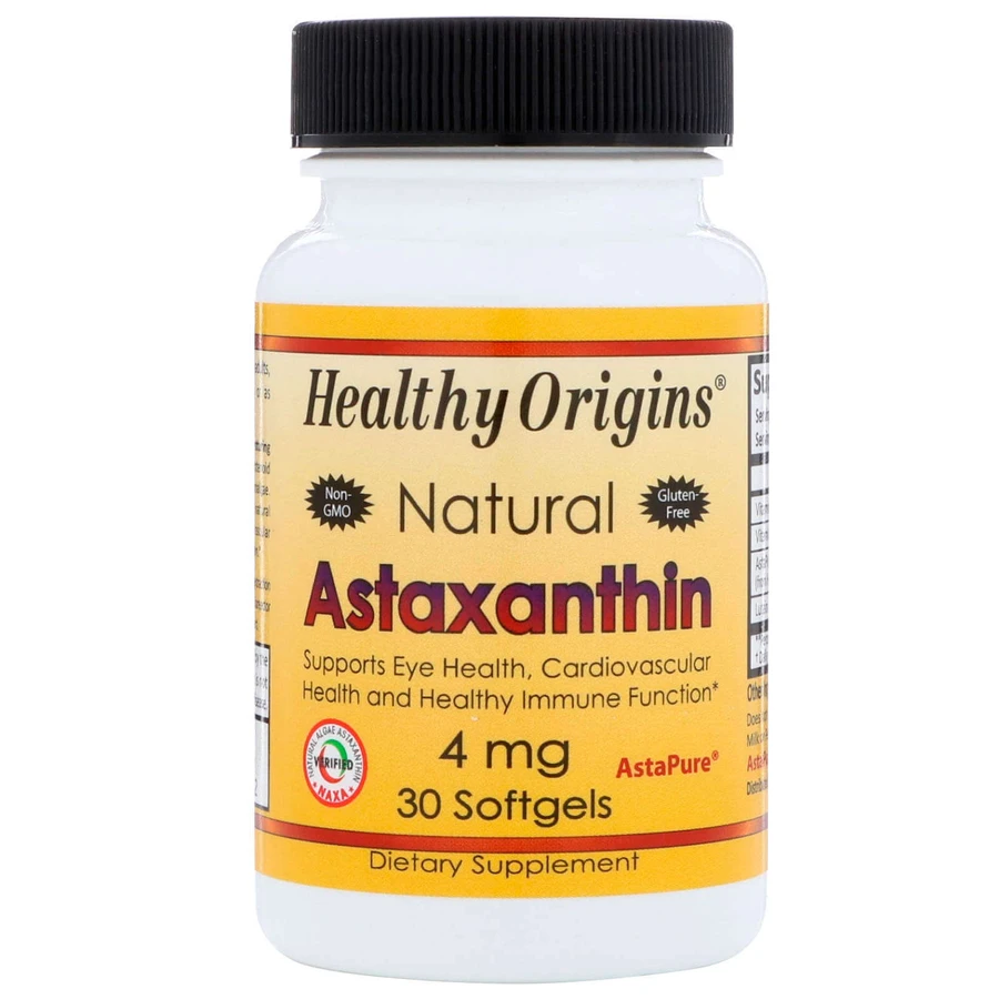 Астаксантин, Natural Astaxanthin, Healthy Origins, 4 мг, 30 капсул: ціни та характеристики