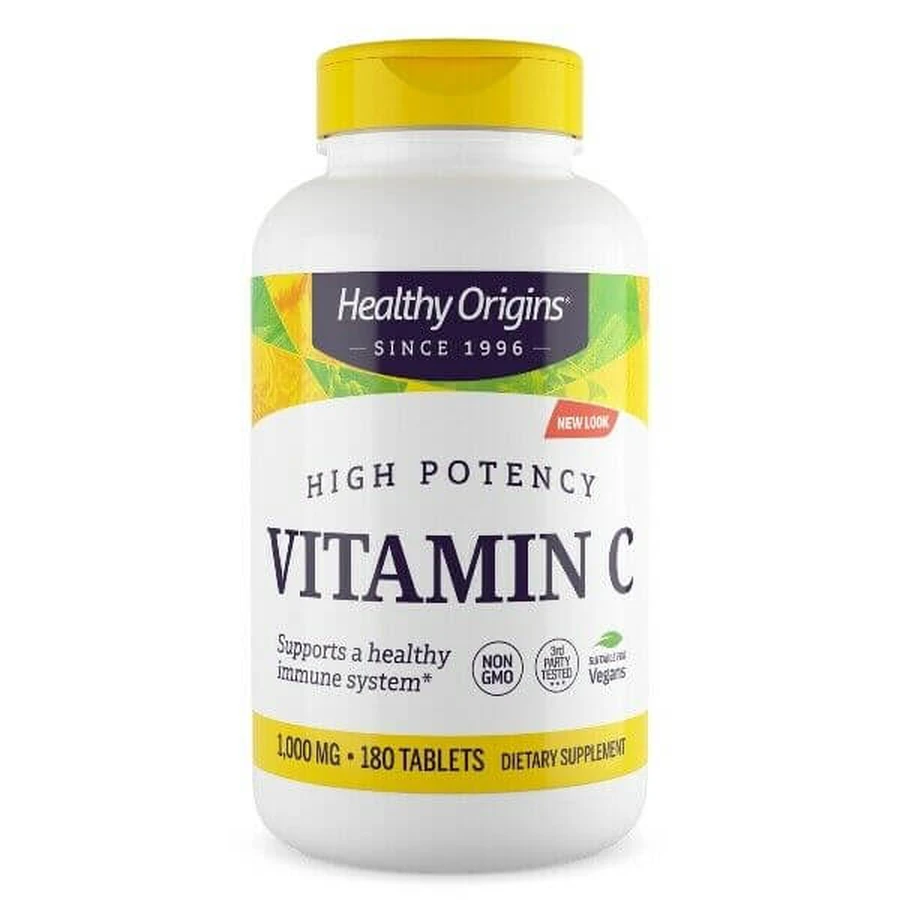 Вітамін С, Vitamin C, Healthy Origins, 1000 мг, 180 таблеток: ціни та характеристики
