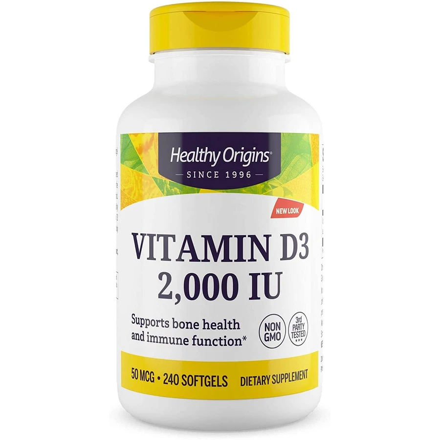 Вітамін Д3, Vitamin D3, Healthy Origins, 2000 МО, 240 капсул: ціни та характеристики