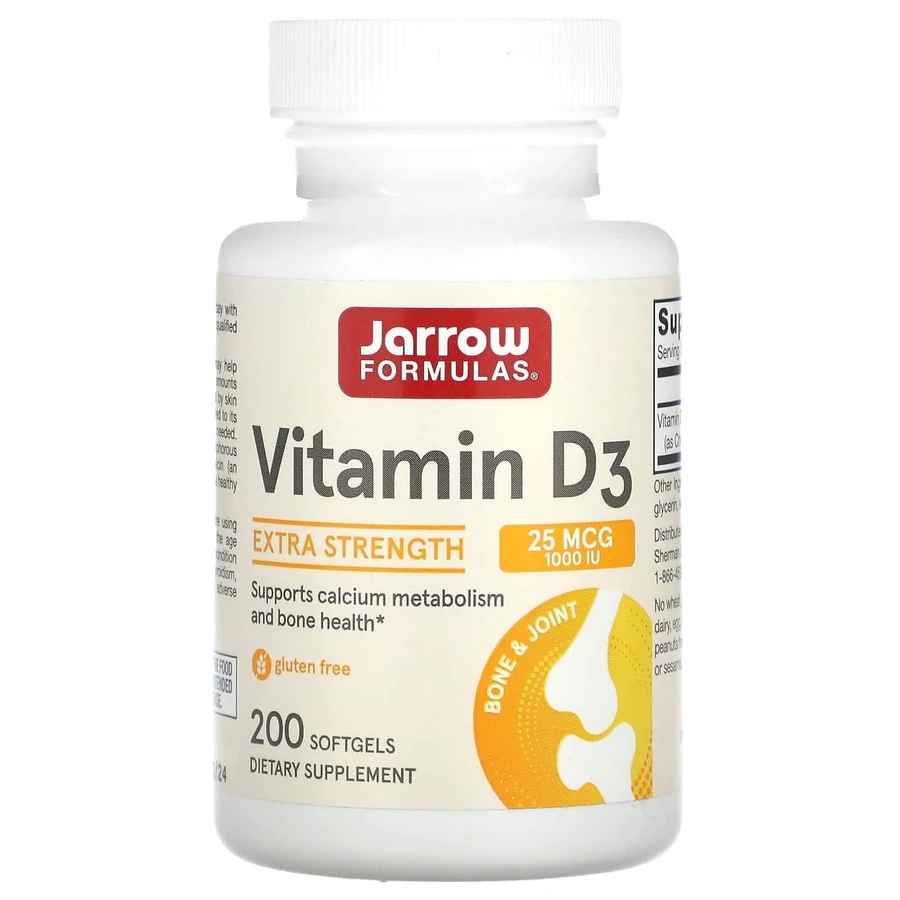 Витамин Д3, холекальциферол, Vitamin D3, Jarrow Formulas, 1000 МЕ, 200 капсул: цены и характеристики