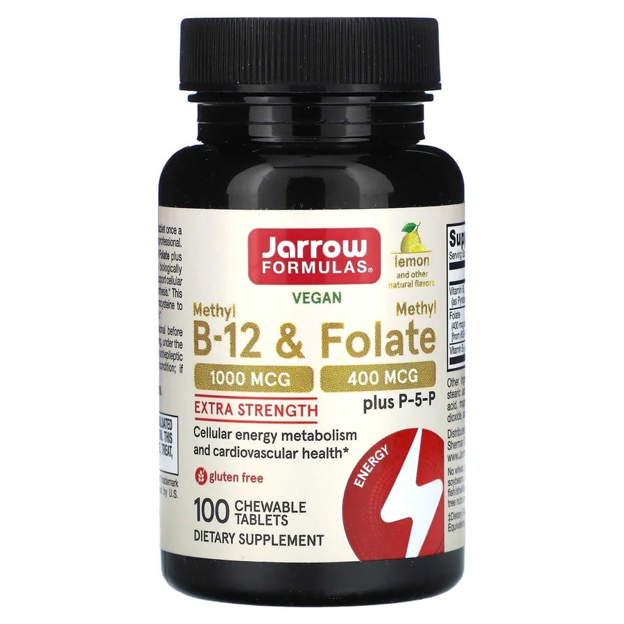 Метилфолат і метил B-12, Methyl B-12 & Methyl Folate, Jarrow Formulas 1000 мкг / 400 мкг, 100 жувальних таблеток: ціни та характеристики