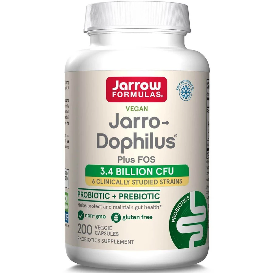 Пробиотики (дофилус), Jarro-Dophilus Plus FOS, Jarrow Formulas, с ФОС, 3.4 млрд КОЕ, 200 вегетарианских капсул: цены и характеристики