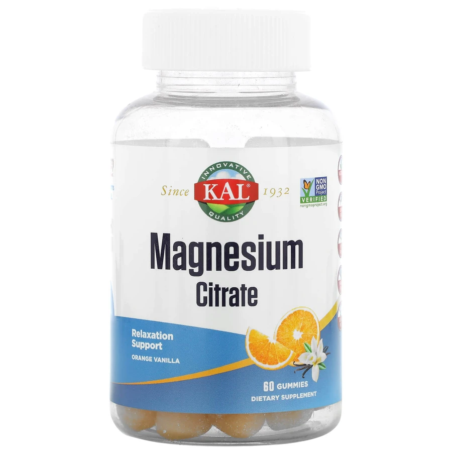 Цитрат магнію, апельсинова ваніль, Magnesium Citrate, KAL, 60 жувальних цукерок: ціни та характеристики